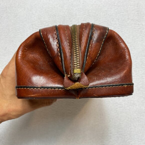 VINTAGE Utili-Kit Leather Bag Mens Brown Leather Travel Case 12" - Picture 6 of 11